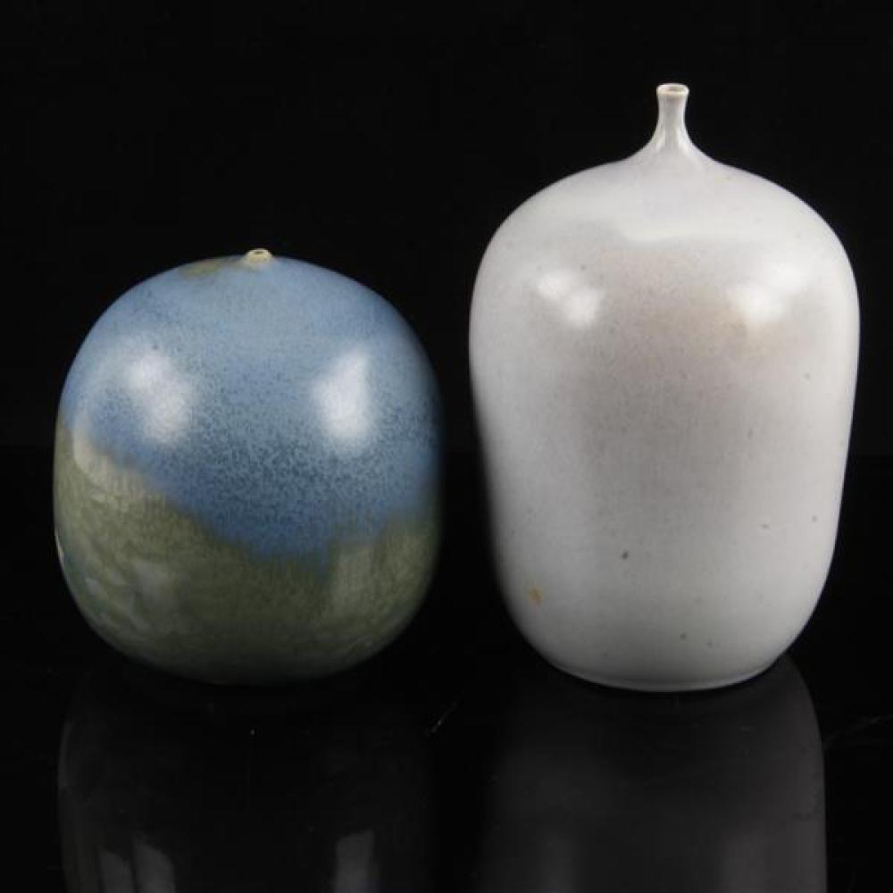 Appraisal: TWO AMERICAN STUDIO SMALL NECK MODERN ART POTTERY VASES BY