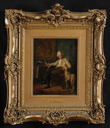 Appraisal: JOHN W DUNSMORE A GENTLEMAN HIS DOG Oil on panel