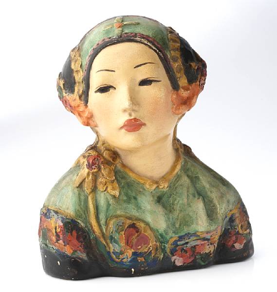 Appraisal: Esther Anna Hunt American - Painted Bust of a Girl