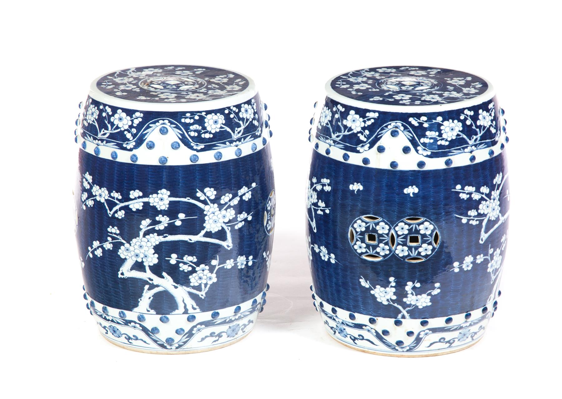 Appraisal: PAIR OF CHINESE GARDEN SEATS Late th century porcelain Hand