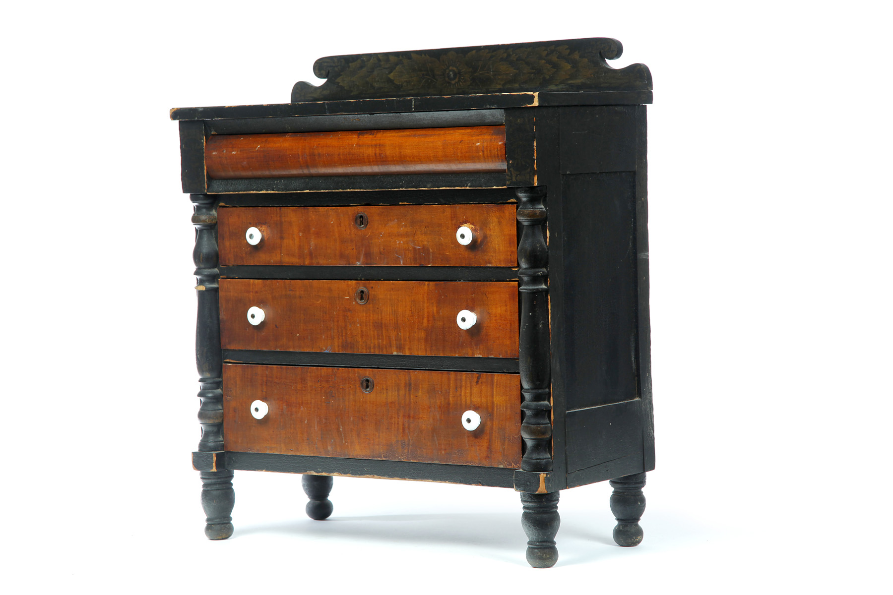 Appraisal: DECORATED OHIO MINIATURE CHEST OF DRAWERS Carroll or Harrison County