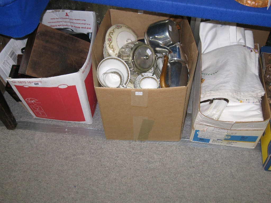 Appraisal: Lot comprising three boxes of assorted items to include Picquot