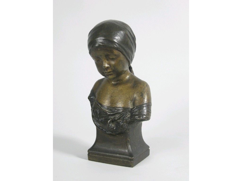 Appraisal: C L Movig a bronze bust of a young girl