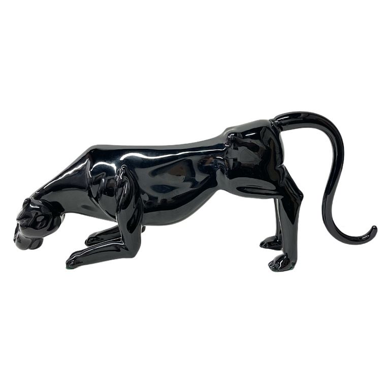 Appraisal: Pino Signoretto Murano Glass Black Panther Signed Murano Italian glass