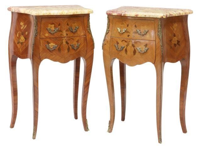 Appraisal: pair French Louis XV style mahogany nightstands late th c