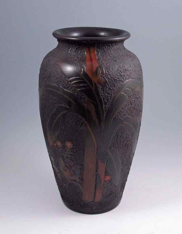 Appraisal: JAPANESE TOTAI TREE BARK CERAMIC BODY CLOISONNE VASE Signed in