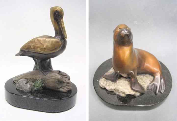 Appraisal: TWO RIP CASWELL ORIGINAL MINIATURE BRONZE WILDLIFE SCULPTURES Oregon born