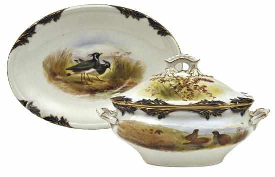 Appraisal: A ROYAL WORCESTER LIDDED TUREEN AND TRAY SIGNED G GEORGE