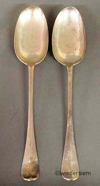 Appraisal: Rare pair of coin silver tablespoons by Philip Syng Philadelphia