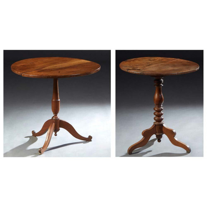 Appraisal: Two French Louis Philippe Carved Walnut Tilt Top Tables th