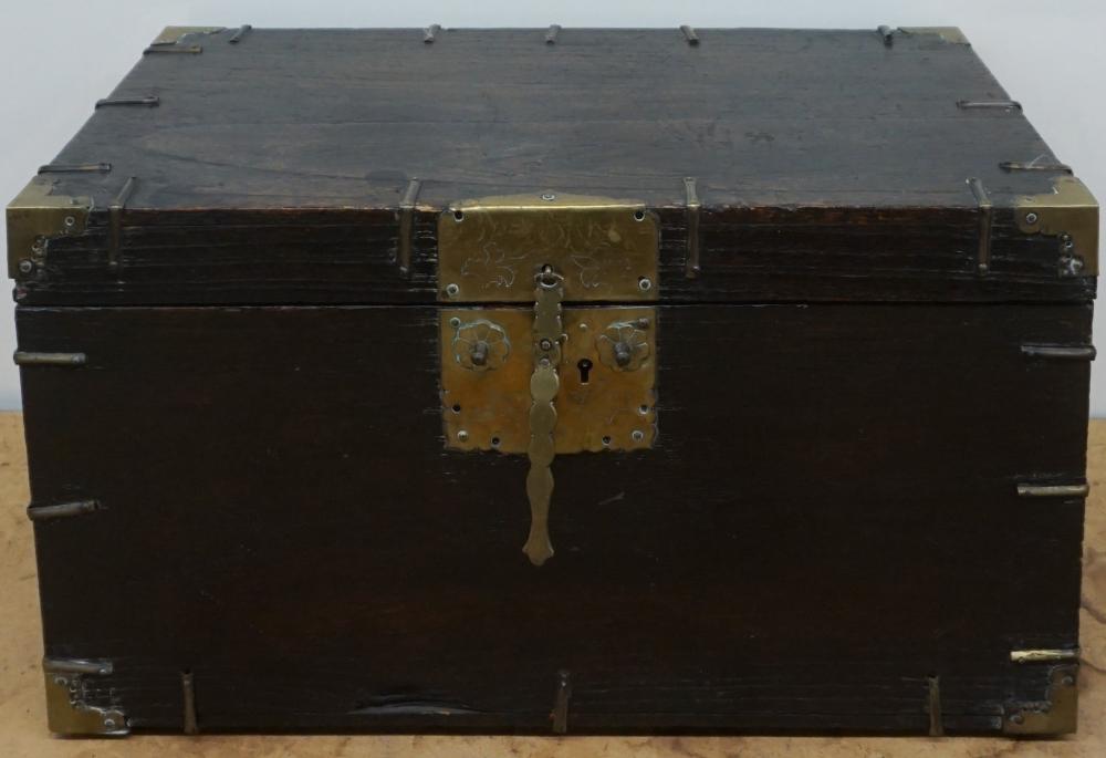 Appraisal: Chinese Brass Mounted Wood Chest th Century x x in