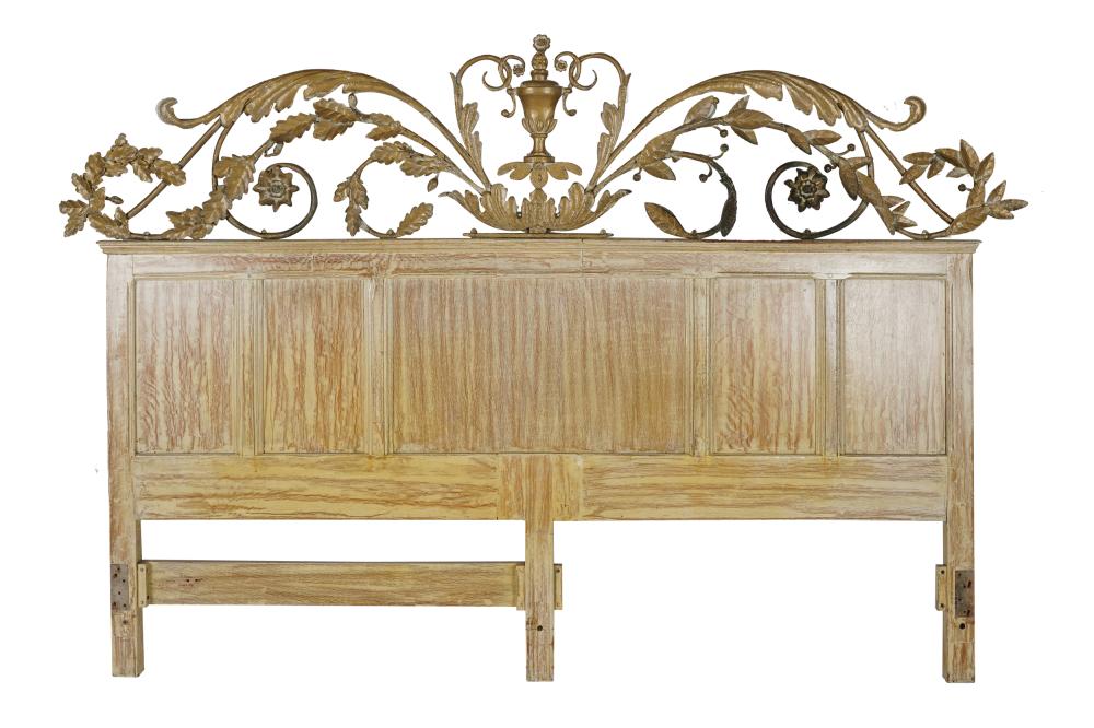 Appraisal: GILT GESSO PICKLED WOOD HEADBOARDCondition with losses to gesso inches