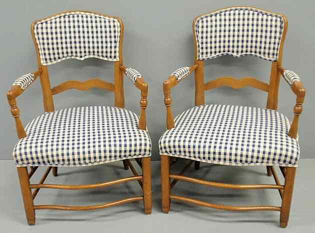 Appraisal: Pair of Hickory Chair Co country French fruitwood open armchairs