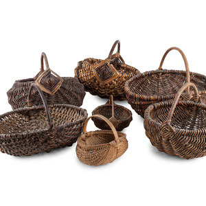 Appraisal: Seven Woven Wood Baskets th th Century each with stationary