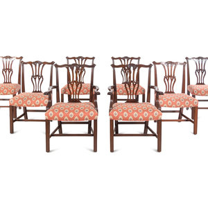 Appraisal: A Set of Eight George III Style Mahogany Dining Chairs