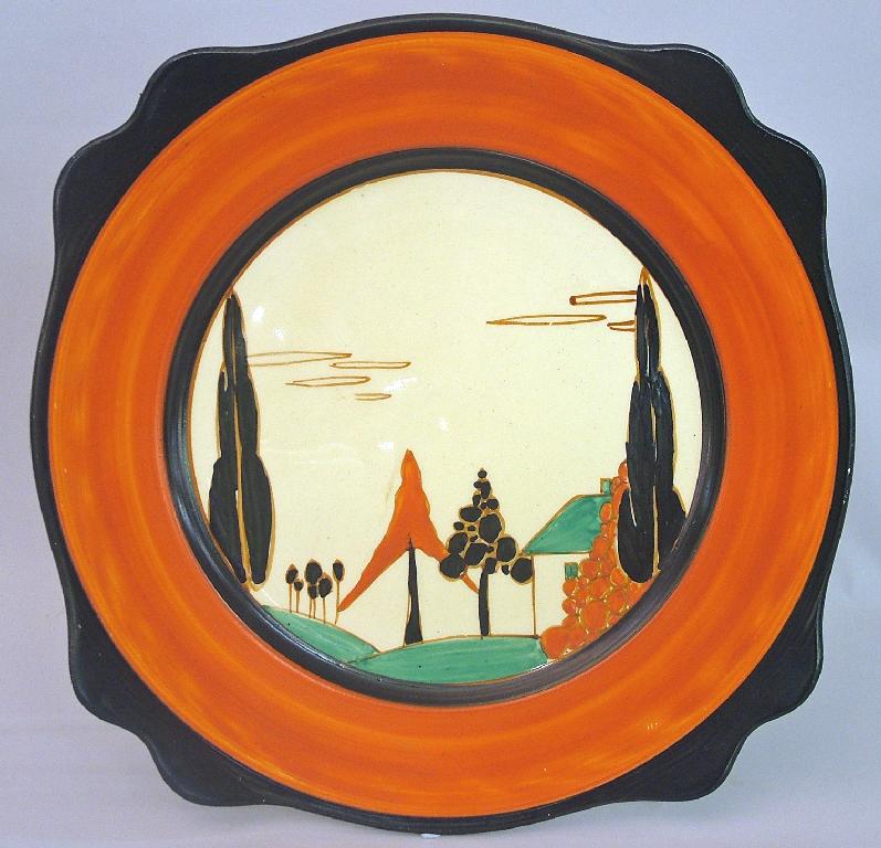 Appraisal: Red Trees and House' Fantasque Leda plate diameter