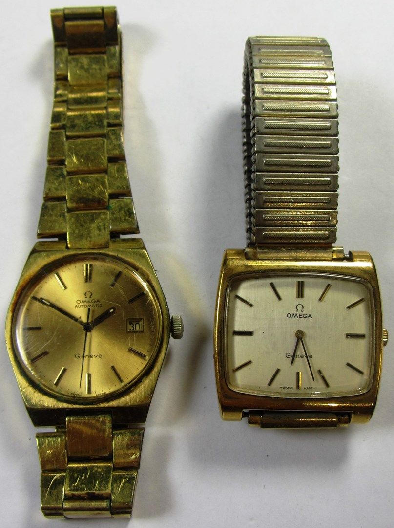 Appraisal: A gentleman's gilt metal fronted and steel backed Omega wristwatch