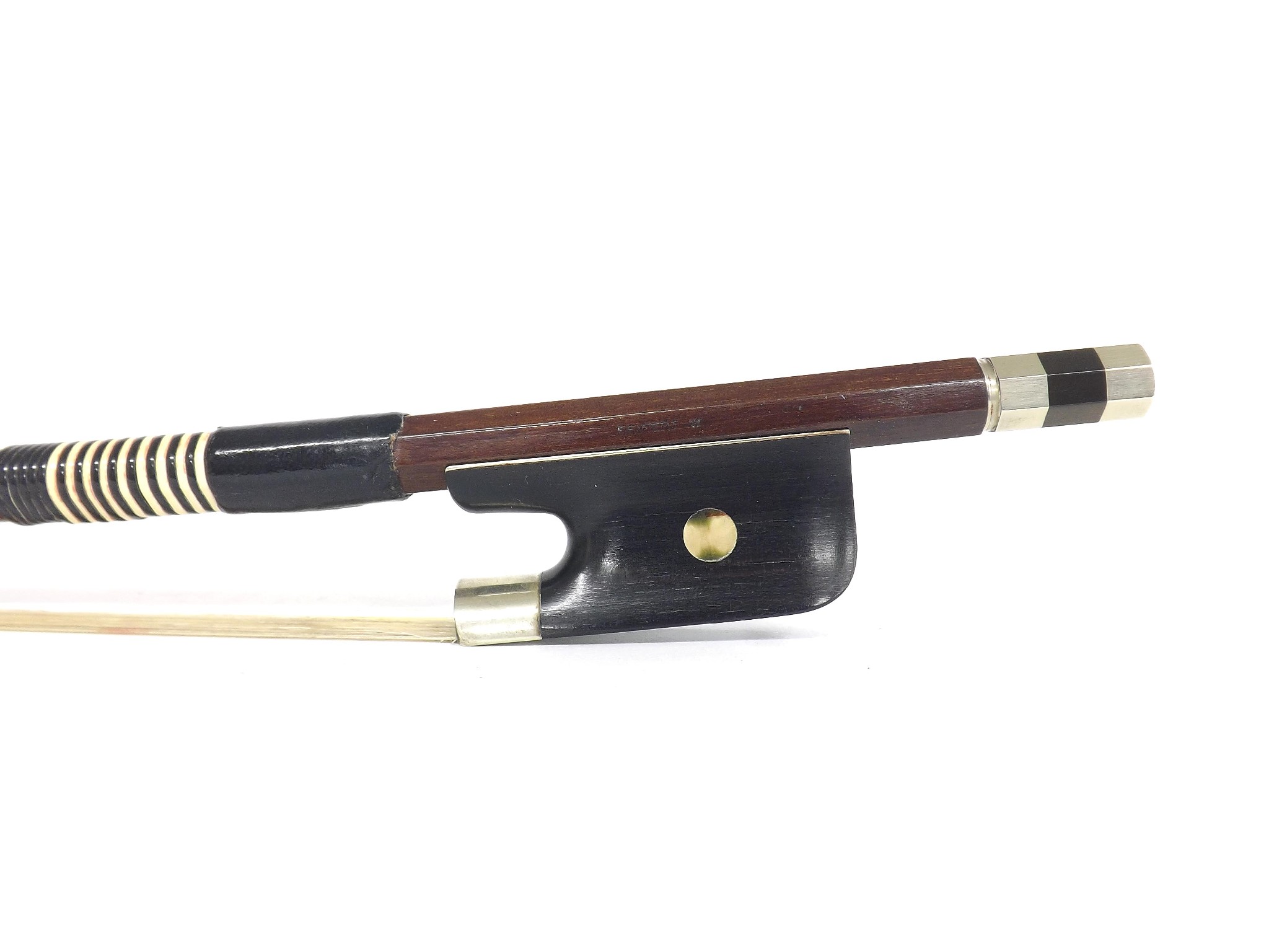 Appraisal: German nickel mounted double bass bow by and stamped Seifert