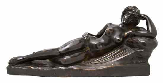 Appraisal: A Belgian Bronze Figure Lamleaux depicting a reclining nude female