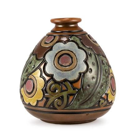 Appraisal: French Art Deco Painted and Glazed Ceramic Vase Estimate -