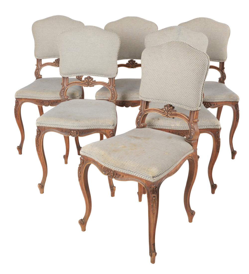 Appraisal: SET OF SIX FRENCH PROVINCIAL-STYLE DINING CHAIRS th century Condition