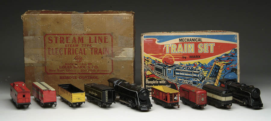 Appraisal: LOT OF MARX TRAIN SETS W OB Pre-War Mechanical set