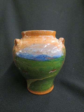 Appraisal: Tobacco Road Craven Pottery Vase country landscape painted by Ernestine