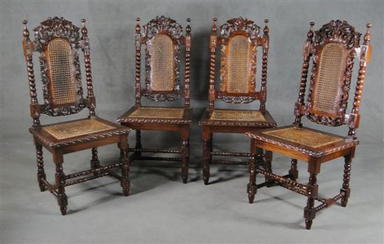 Appraisal: Set of Four Victorian Cane Back Chairs Circa Cane paneled