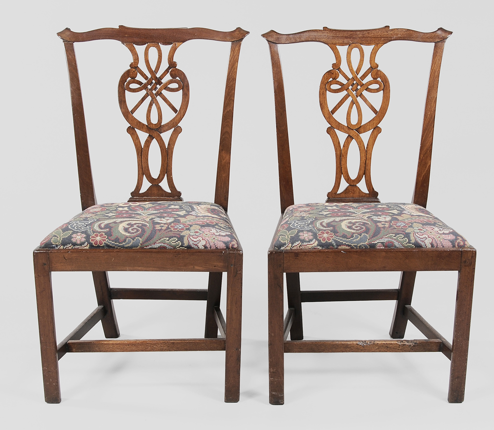 Appraisal: Pair Chippendale Mahogany Side Chairs British th century each with