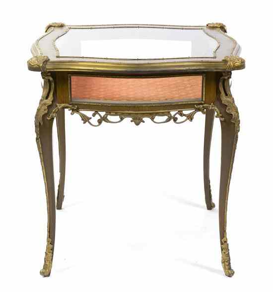 Appraisal: A Louis XV Style Gilt Bronze Mounted Vitrine Table having