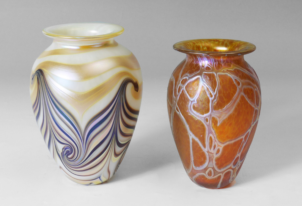 Appraisal: TWO EICKHOLT ART GLASS VASES pieces total to include King