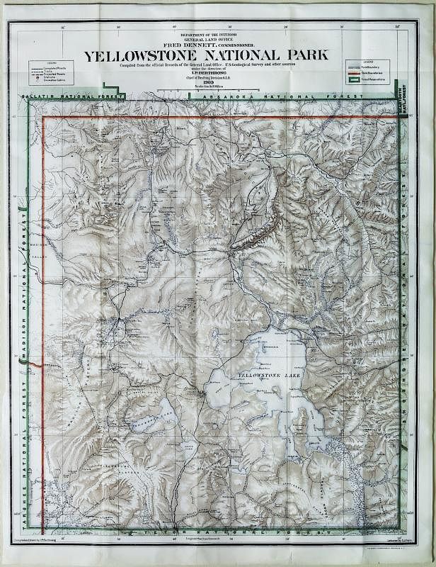 Appraisal: Early- th-century map of Yellowstone National Park Yellowstone National Park