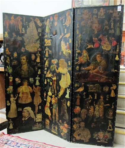 Appraisal: VICTORIAN THREE-PANEL FLOOR SCREEN English th century the front and