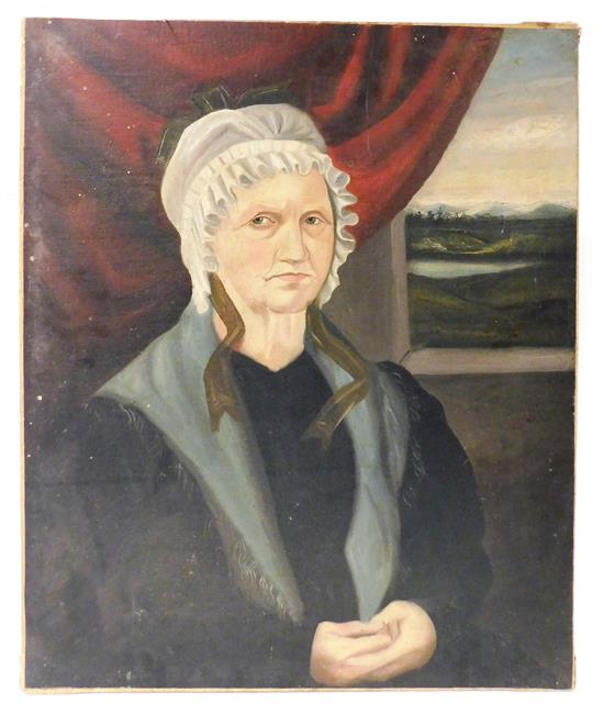 Appraisal: th C unframed American School portrait c depicting older woman