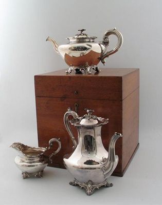 Appraisal: A Victorian matching coffee pot teapot and milk jug plain