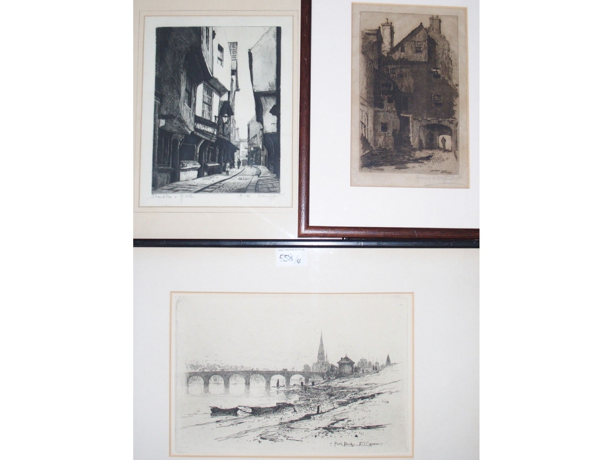 Appraisal: SUSAN F CRAWFORD Bake House Close signed etching Sir D