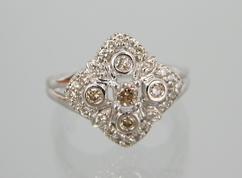 Appraisal: A Ladies' Quatrefoil Design Diamond Ring k white gold ring