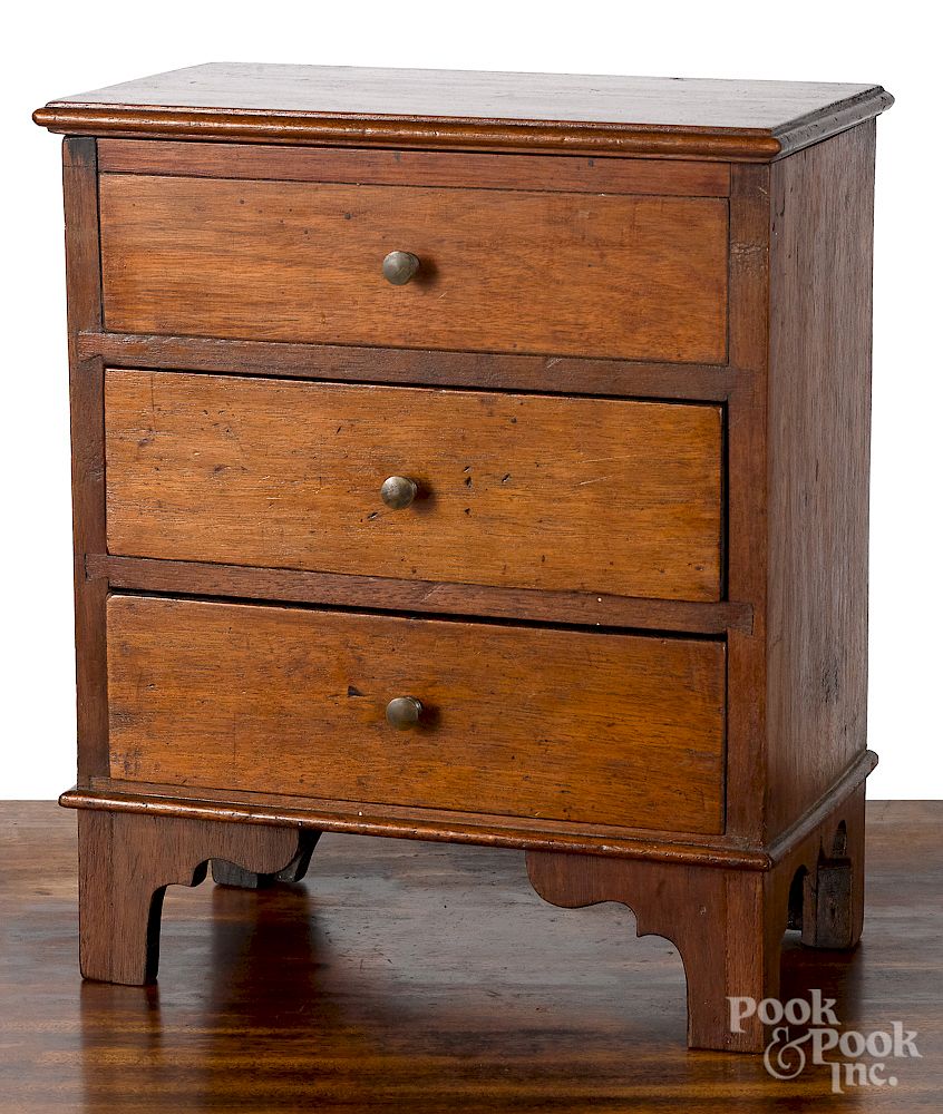 Appraisal: New England miniature walnut blanket chest New England miniature walnut