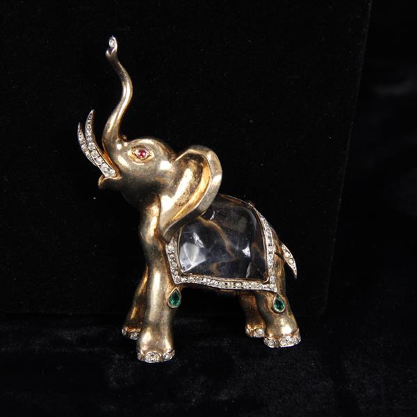 Appraisal: Trifari Sterling 'Alfred Philippe' Jelly Belly Elephant Pin with emerald