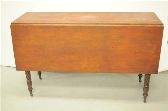 Appraisal: Mahogany drop leaf table drop leaves rope turned legs loss