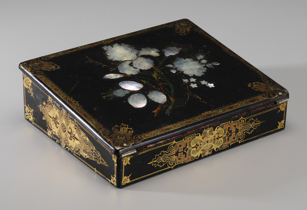 Appraisal: Mother-of-Pearl Inlaid Lap Desk British or Continental th century lid