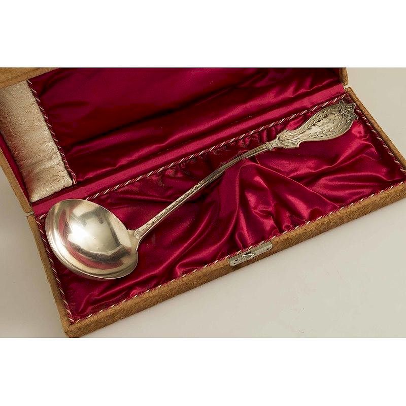 Appraisal: Cased Coin Silver Schulz Fischer Ladle Elegantly cased Schulz Fischer