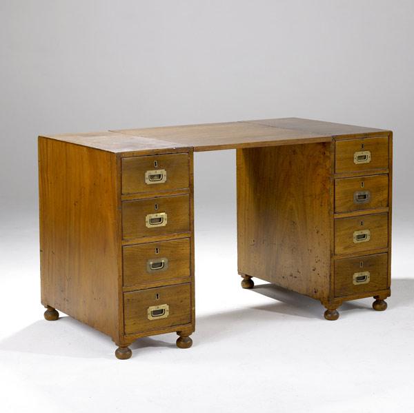 Appraisal: ENGLISH CAMPAIGN-STYLE DESK With detachable plank top th C x