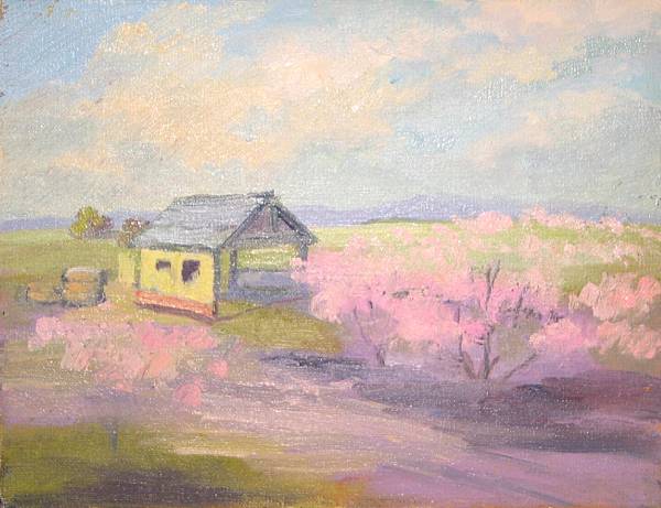 Appraisal: Mary Jarrett American - A Farmhouse in an Open Landscape