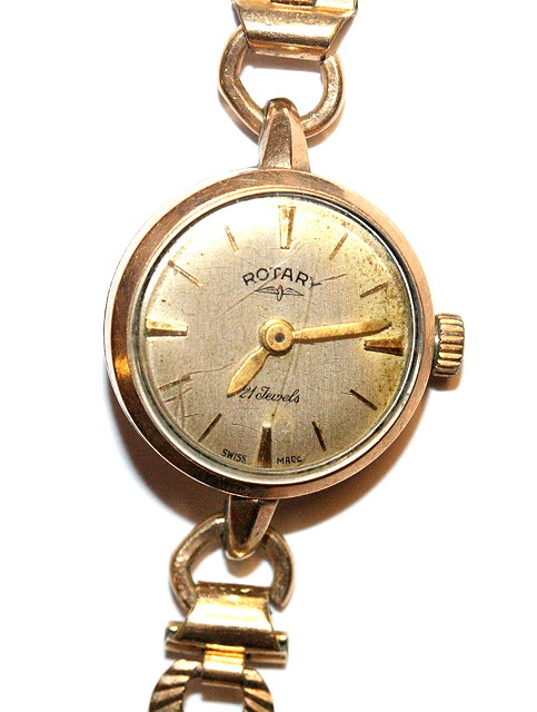 Appraisal: A LADIES CT GOLD ROTARY WRIST WATCH with silvered dial