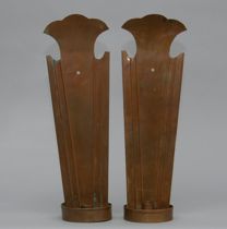 Appraisal: Pair of Copper Arts and Crafts Candle Holders Copper candle