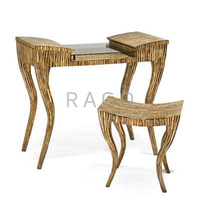 Appraisal: R Y AUGOUSTI Desk and bench Delilah France s Bamboo