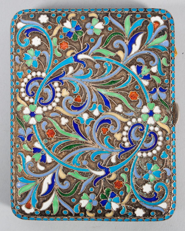 Appraisal: Russian cloisonne enamel silver cigarette case with mark of G