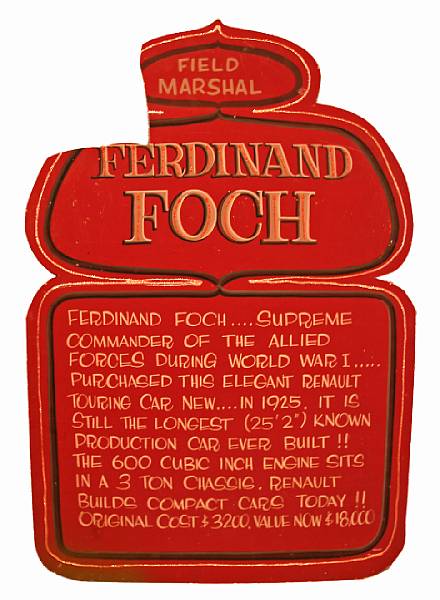 Appraisal: A field marshall Ferdinand Foch sign maroon background with colorful