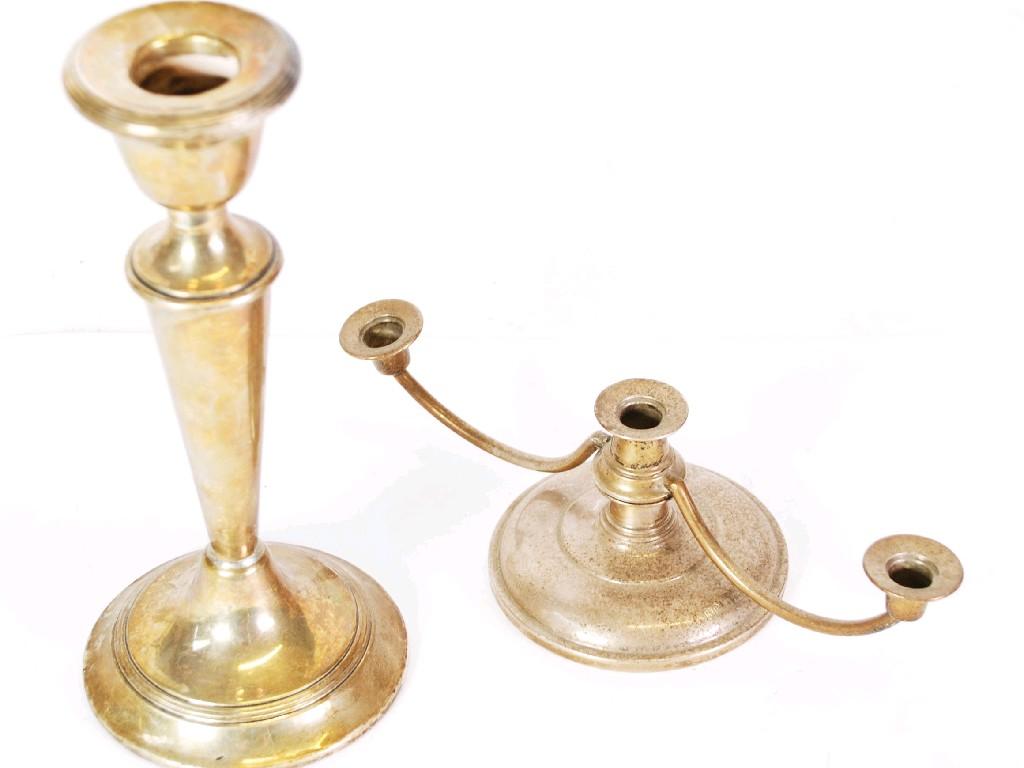 Appraisal: GEORGE V SILVER CANDLESTICK with urn shaped sconce tapering stem